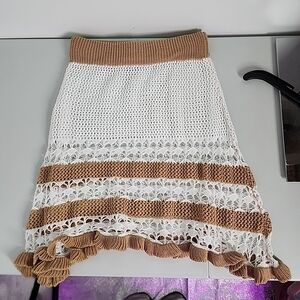 Crochet Overlay Sweater pull on Skirt Size Small